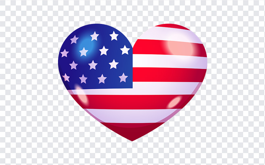 USA Flag Heart PNG